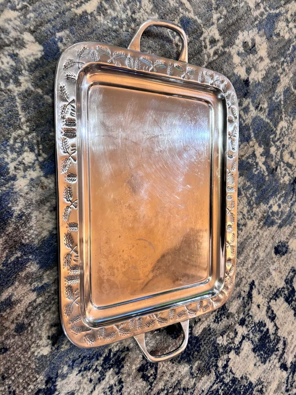 Pottery Barn Wheat Pattern Serving Tray With Handles